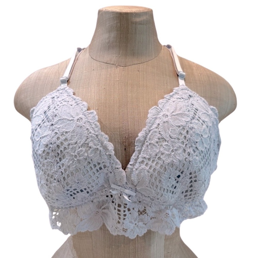 Aerie Padded Wireless Lace‎ Cami Tank Bra Bralette in Light Blue